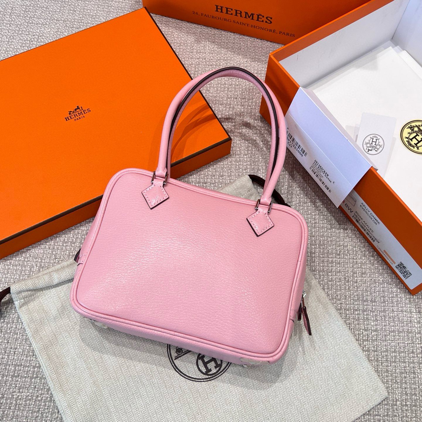 에르메스 Hermes Plume chèvre 5P Pink/silver