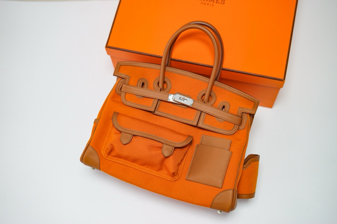 에르메스 Hermes Birkin Cargo 35cm Canvas and Swift 93 Orange/silver