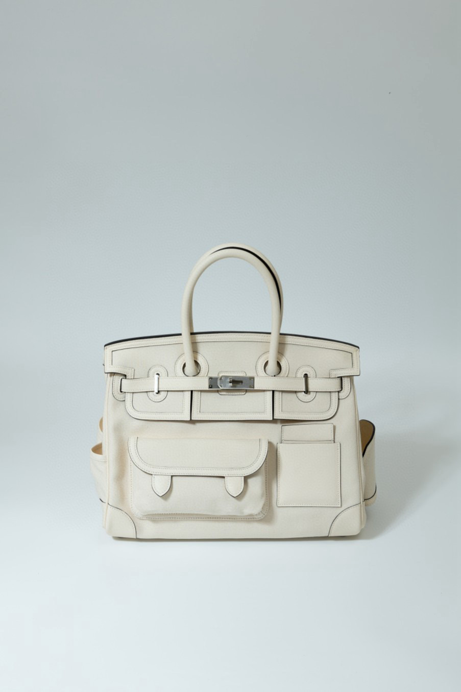 에르메스 Hermes Birkin Cargo 35cm Canvas and Swift i2 Nata/silver
