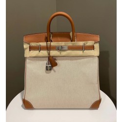 에르메스 Hermes Birkin Hac 40cm Togo and canvas 37 Gold/silver