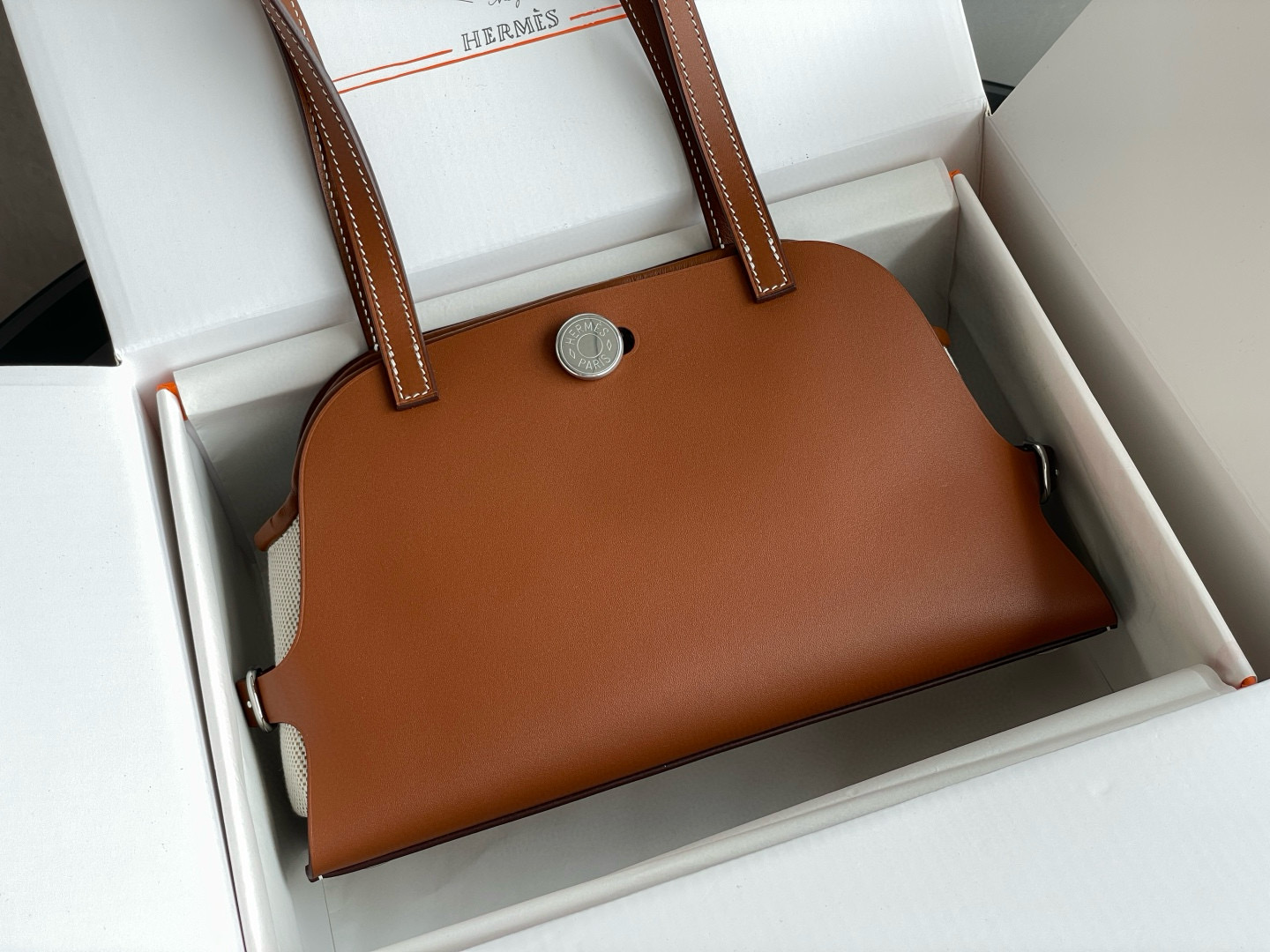 에르메스 Hermes Tablier Sellier 26cm Swift 37 Gold/silver