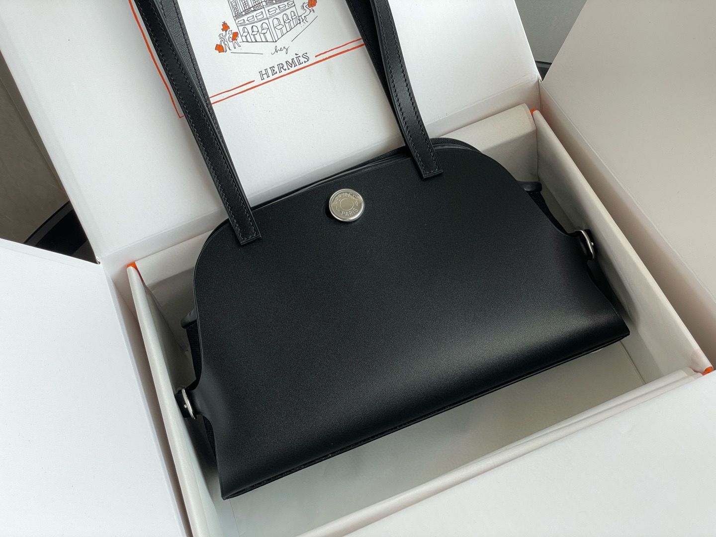 에르메스 Hermes Tablier Sellier 26cm Swift 89 Noir/silver