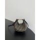 펜디 FENDI 8BS081 graphy FF Jacquard Fabric Mini Bag Brown 20CM