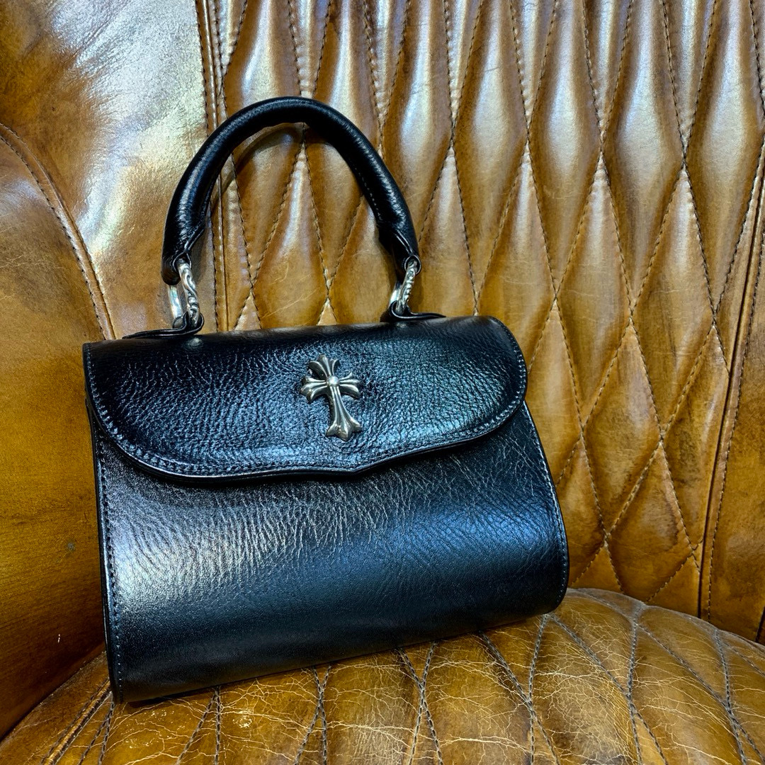크롬하츠 Chrome Hearts CHB037 탑 핸들백 Black 18cm
