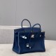 에르메스 Hermes Brikin 35cm Germany Leather 7P Blue Presse and 80Gris Perle/silver