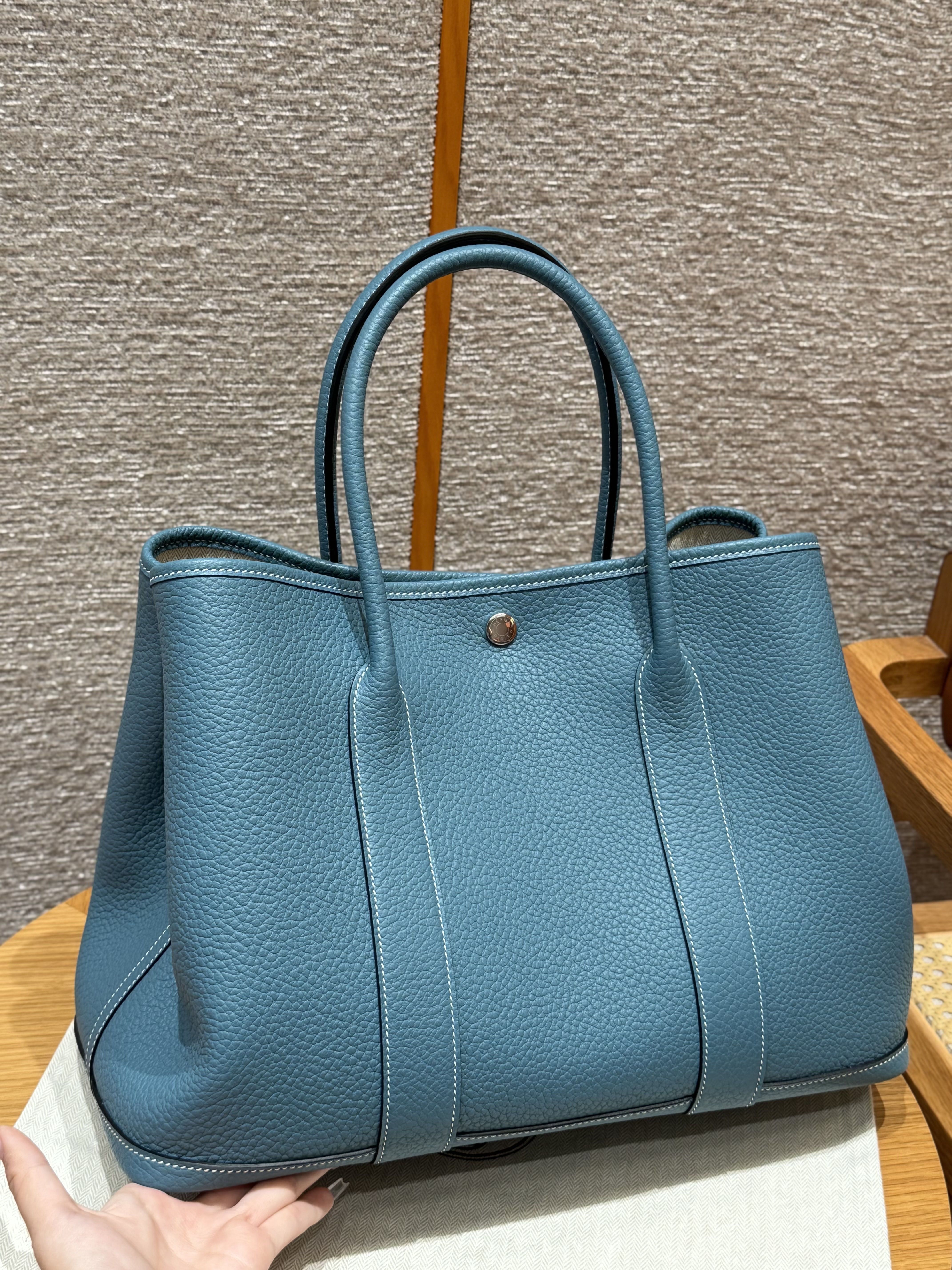 에르메스 Hermes Garden party 36cm vache country 75 Blue Jean