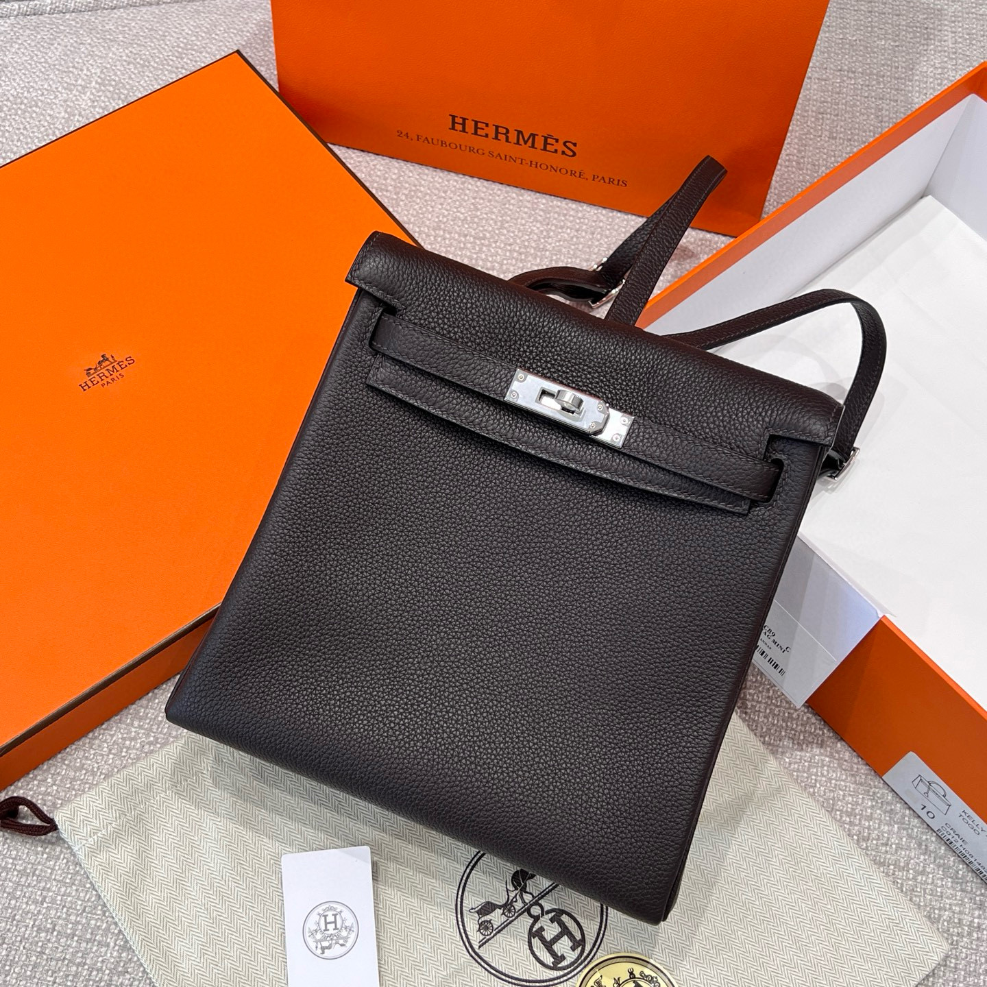 에르메스 Hermes Kelly Ado Germany Leather 46 Ebene/silver