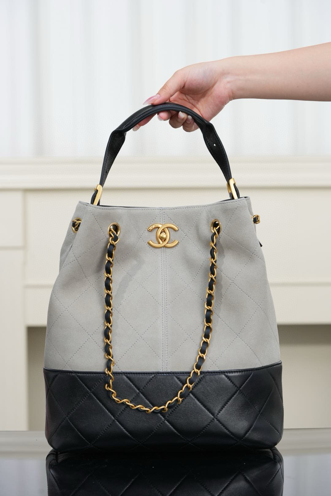 샤넬 Chanel 25A Shopping Bag Grey & Black 29cm