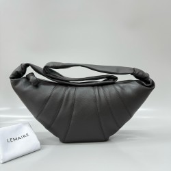 르메르 Lemaire Medium Croissant Bag Soft Grained Leather Dark Chocolate
