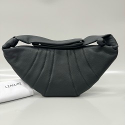 르메르 Lemaire Medium Croissant Bag Soft Grained Leather Black