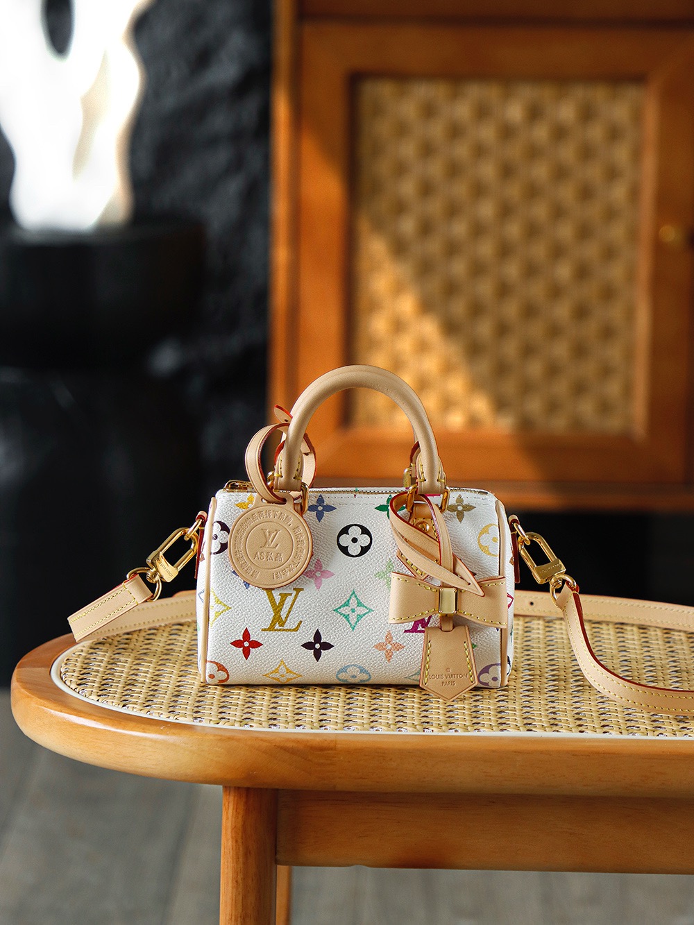 【AS】루이비통 루이비통 M13391 Louis Vuitton x Murakami Takashi Nano Speedy Multicolor Blanc 16CM