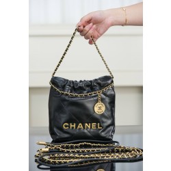 샤넬 Chanel 25A AS3980 22 Mini Handbag Black gold 19cm