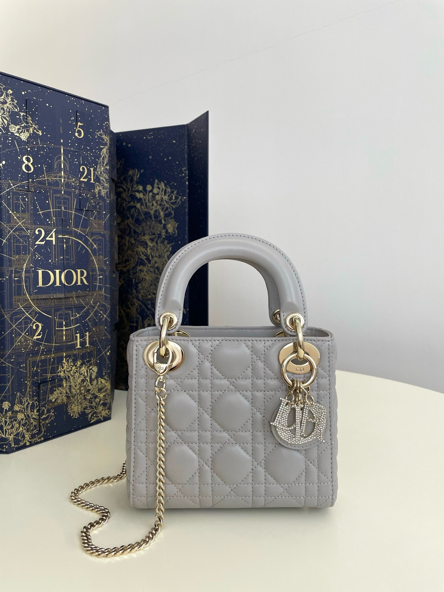 디올 Dior Mini Lady Dior Bag grey 17cm