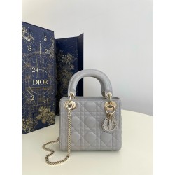 디올 Dior Mini Lady Dior Bag grey 17cm