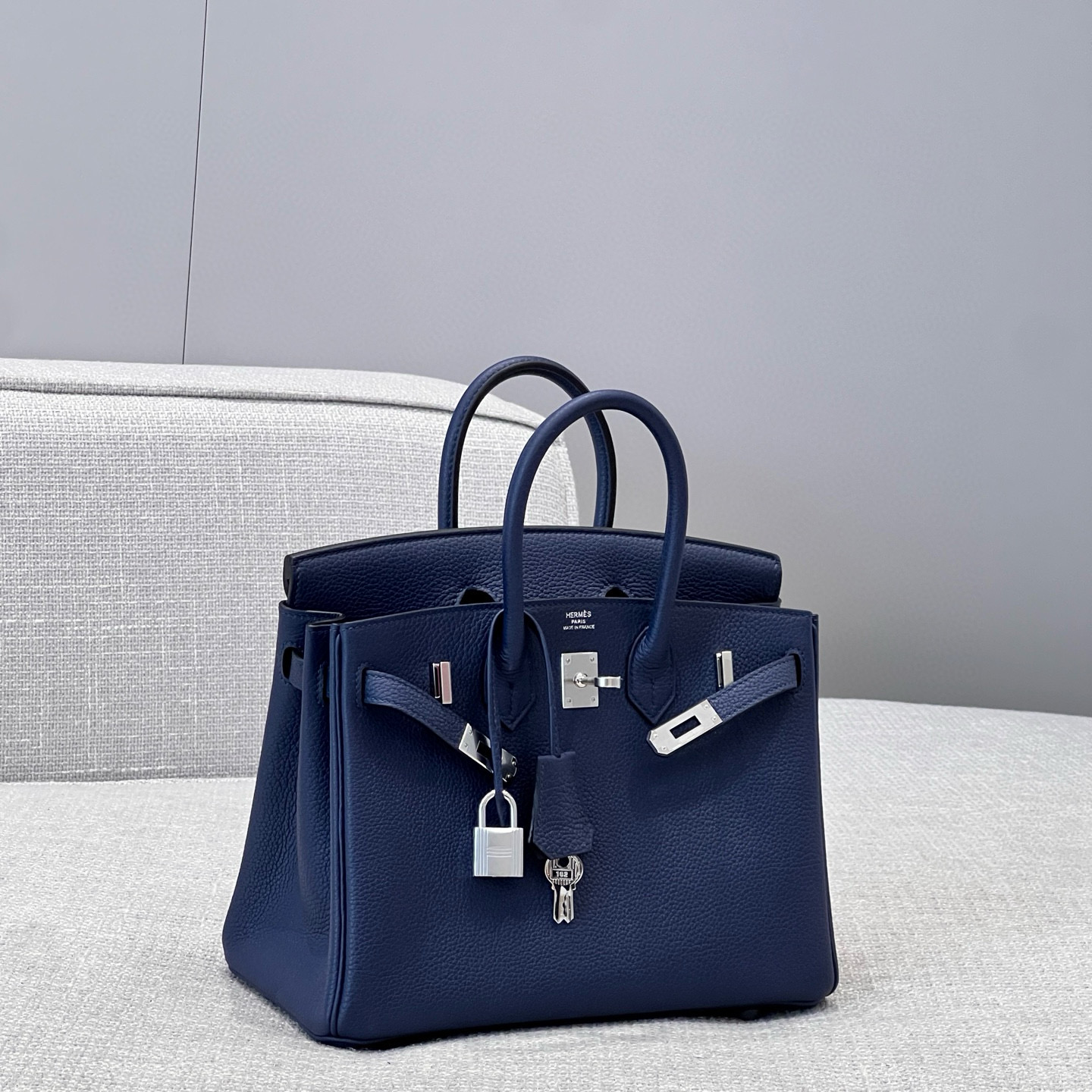 에르메스 Hermes Brikin 25cm Germany Leather 7U Blue navy/silver