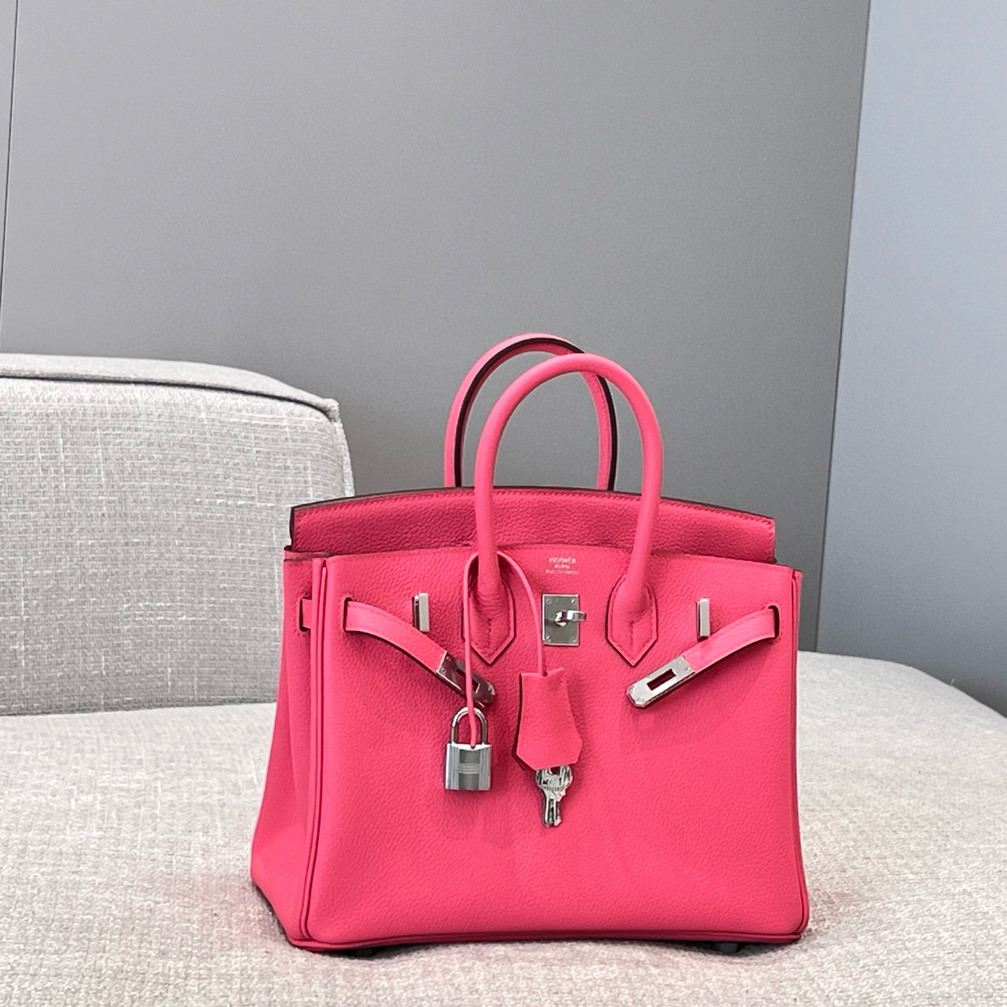 에르메스 Hermes Brikin 25cm Germany Leather U5 Rose Lipstick/silver