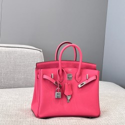 에르메스 Hermes Brikin 25cm Germany Leather U5 Rose Lipstick/silver