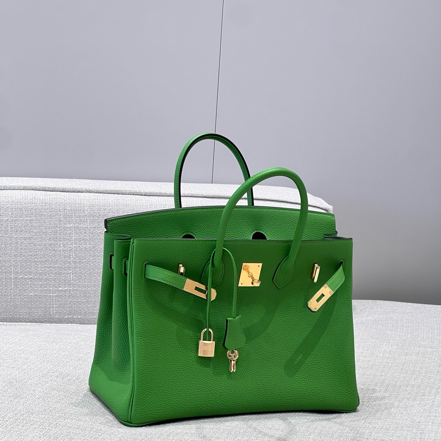 에르메스 Hermes Brikin 35cm Germany Leather U4 Vert vertigo/silver