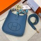 에르메스 Hermes Evelyne 16cm Germany Leather 75 Blue Jean/gold