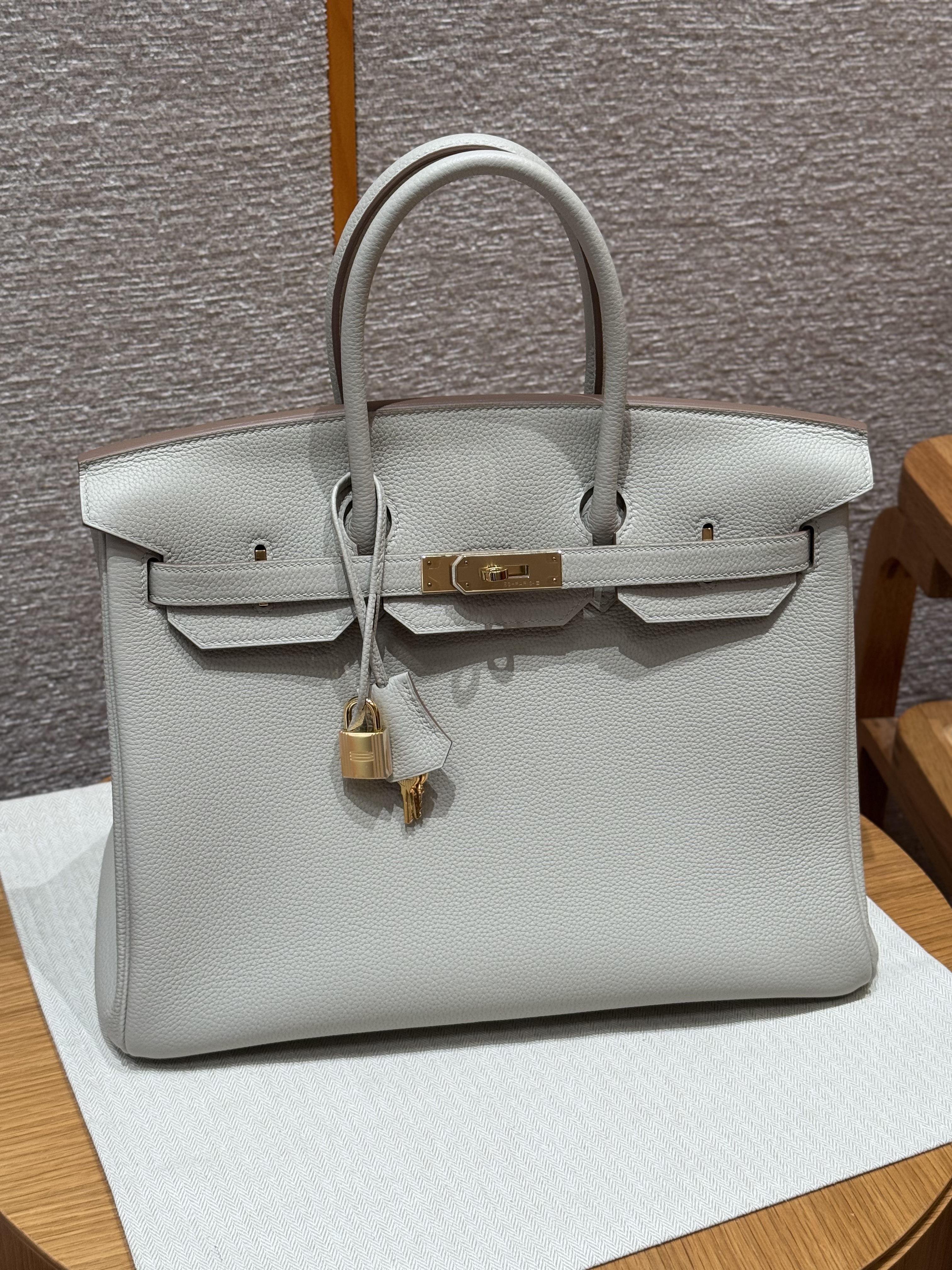 에르메스 Hermes Birkin 35cm Togo 80 Gris Perle/gold