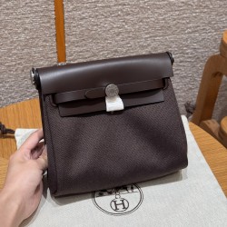 에르메스 Hermes Herbag mini 20cm canvas and cowhide ebene ebene/silver