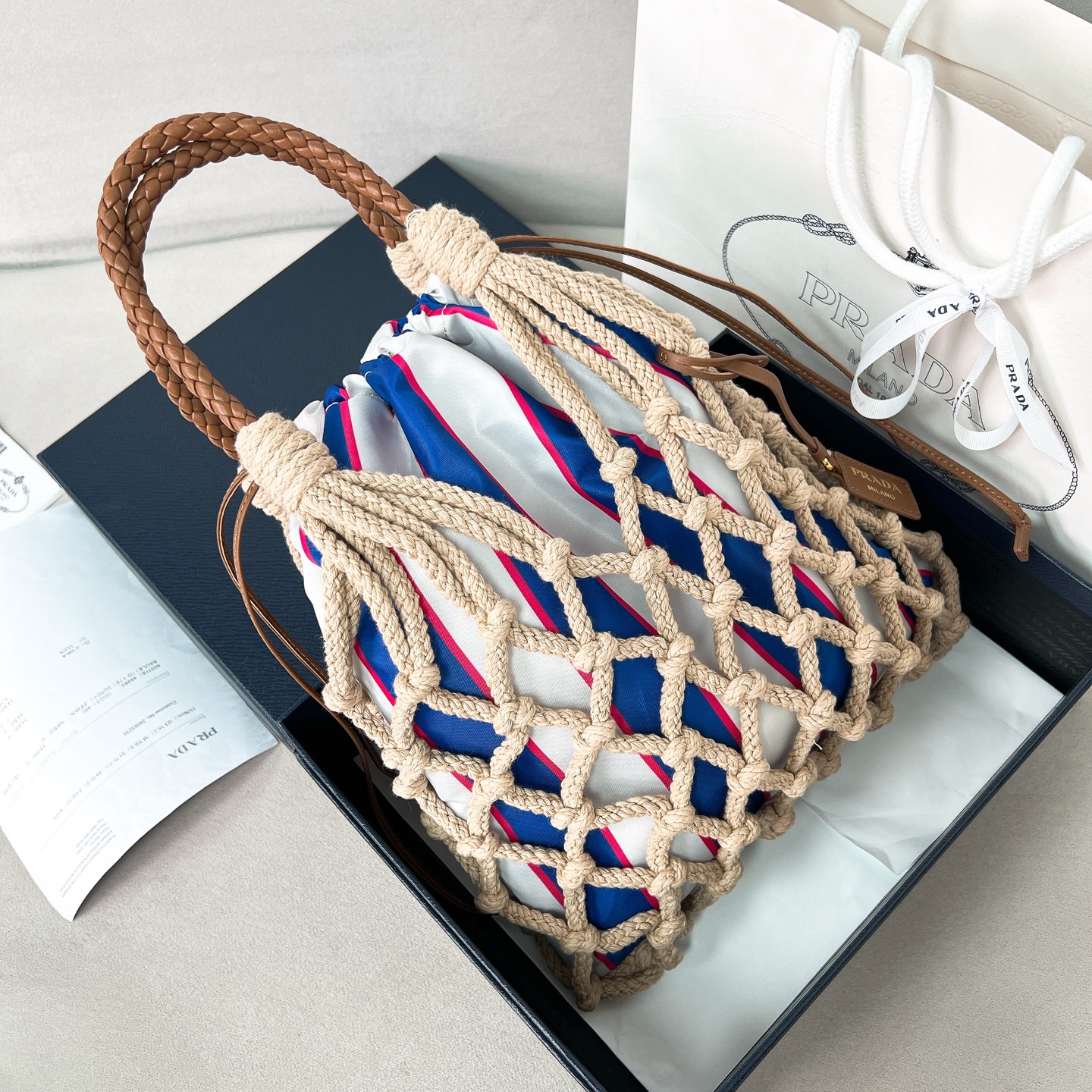 프라다 Prada 1BC111 Noué Medium 탑 핸들백