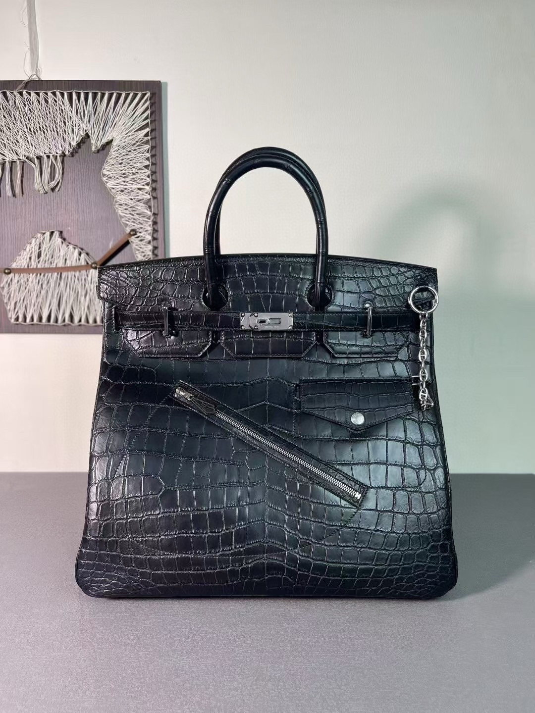 에르메스 Hermes Birkin Hac 40cm Rock Crocodile 89 Noir/silver