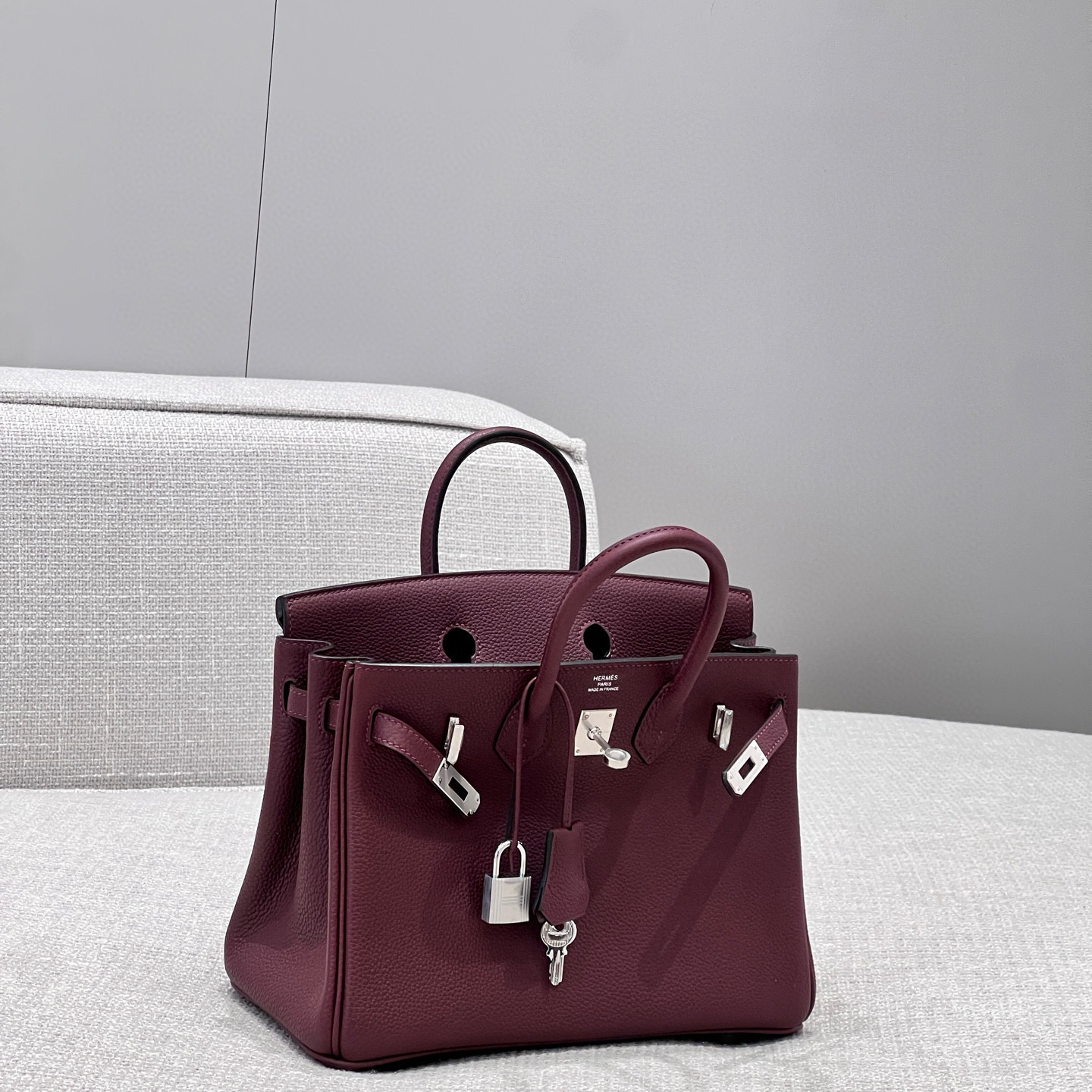 에르메스 Hermes Brikin 25cm Germany Leather 57 Bordeaux/silver
