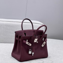 에르메스 Hermes Brikin 30cm Germany Leather 57 Bordeaux/silver