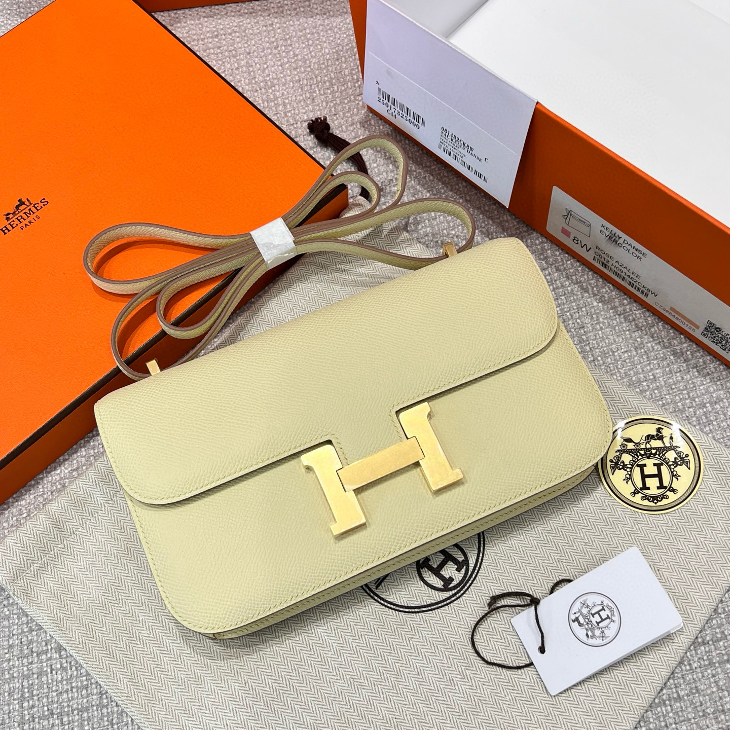 에르메스 Hermes Constance Elan Epsom I8 Jaune Milton/gold