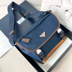 프라다 Prada 2VD066 미디엄 리나일론 및 가죽 숄더백 22.5cm