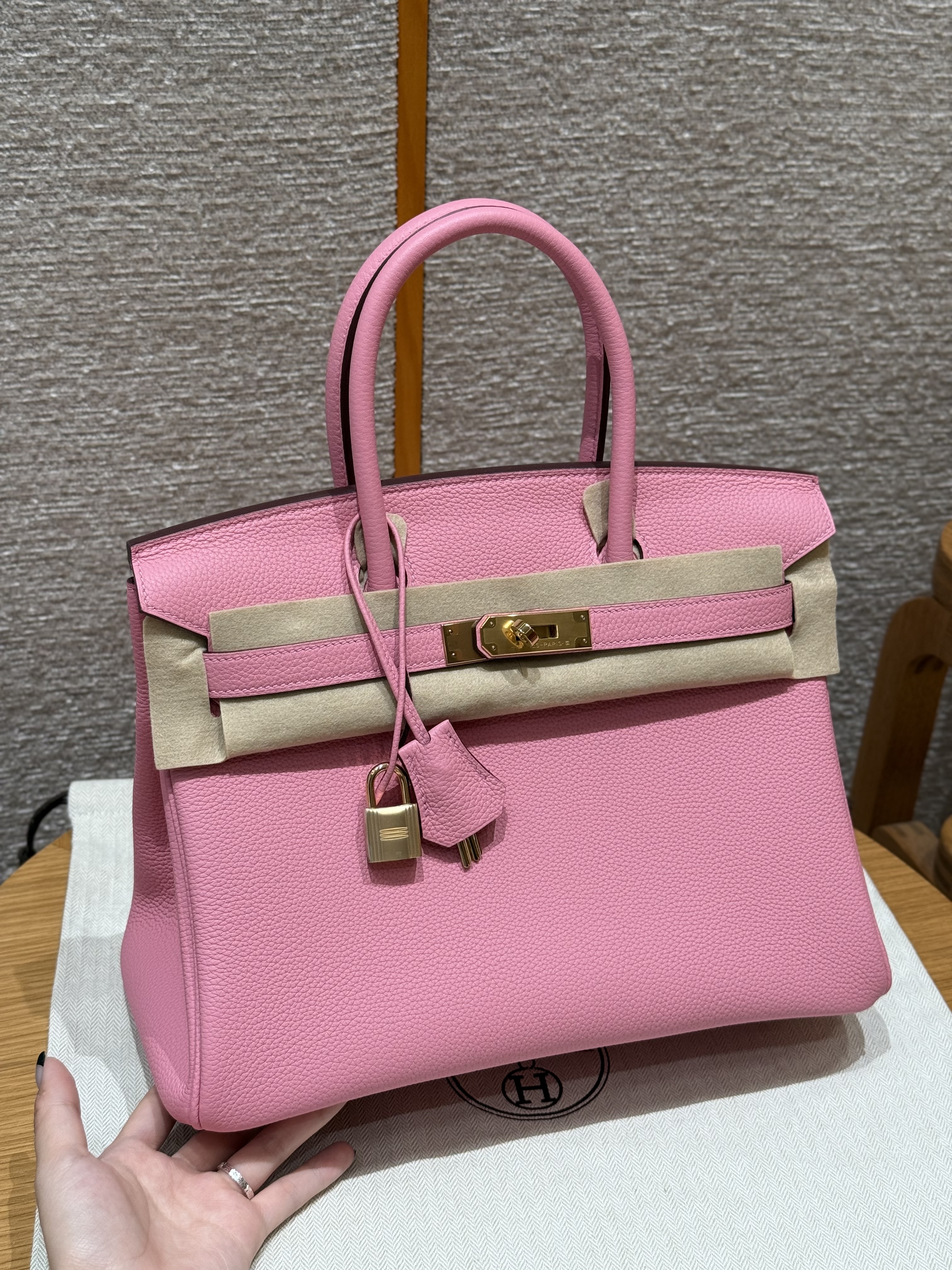 에르메스 Hermes Birkin 30cm Togo L4 Bubble Gum/gold