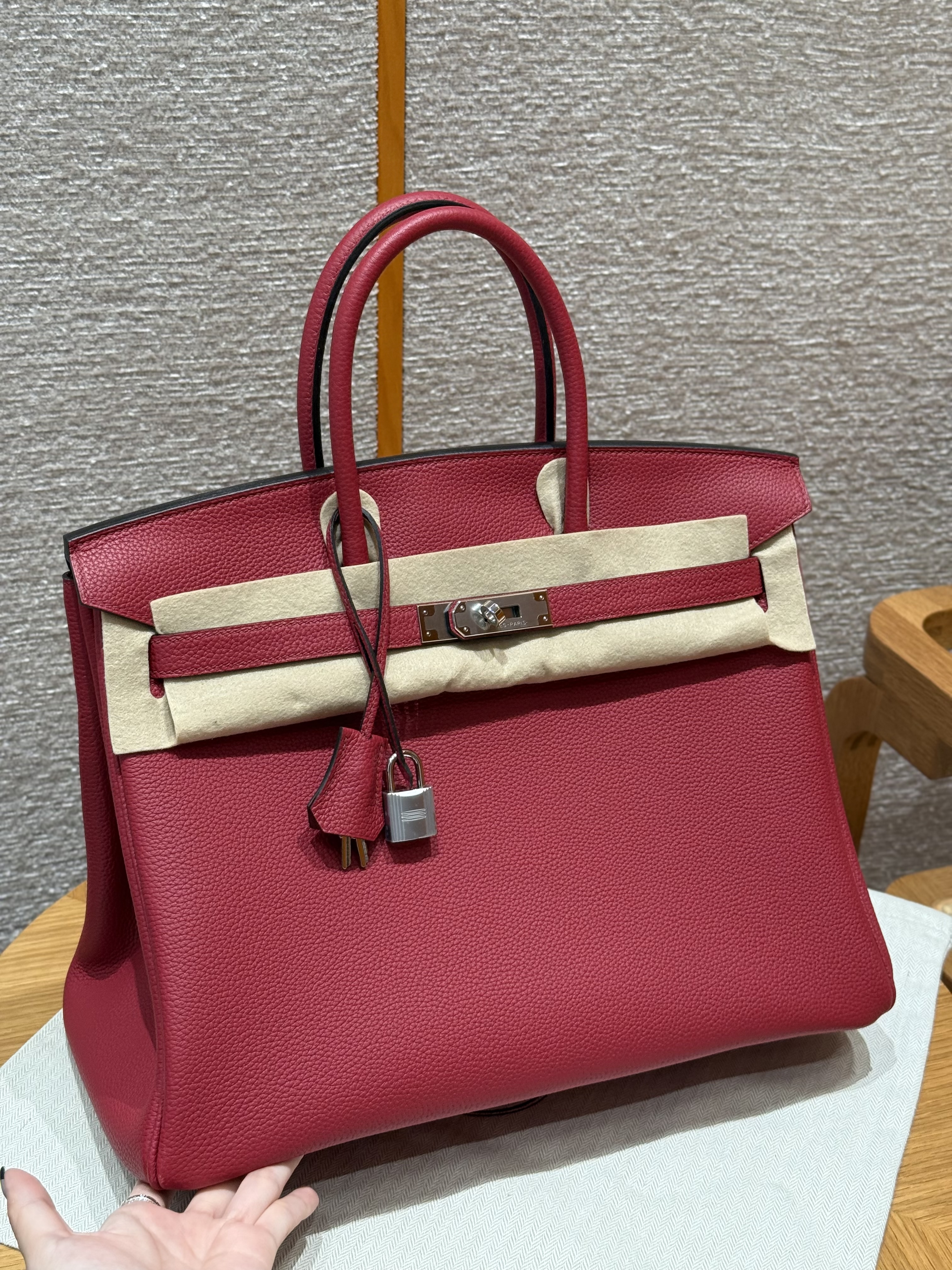 에르메스 Hermes Birkin 35cm Togo B5 Ruby/silver