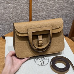 에르메스 Hermes Halzan 25cm clemence 2S Sesame/gold