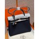 에르메스 Hermes Herbag 31cm canvas and cowhide 7U Blue navy-fauve and 89 Noir/silver