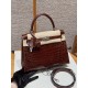 에르메스 Hermes Kelly 25cm Porosus crocodile 33 Miel/silver