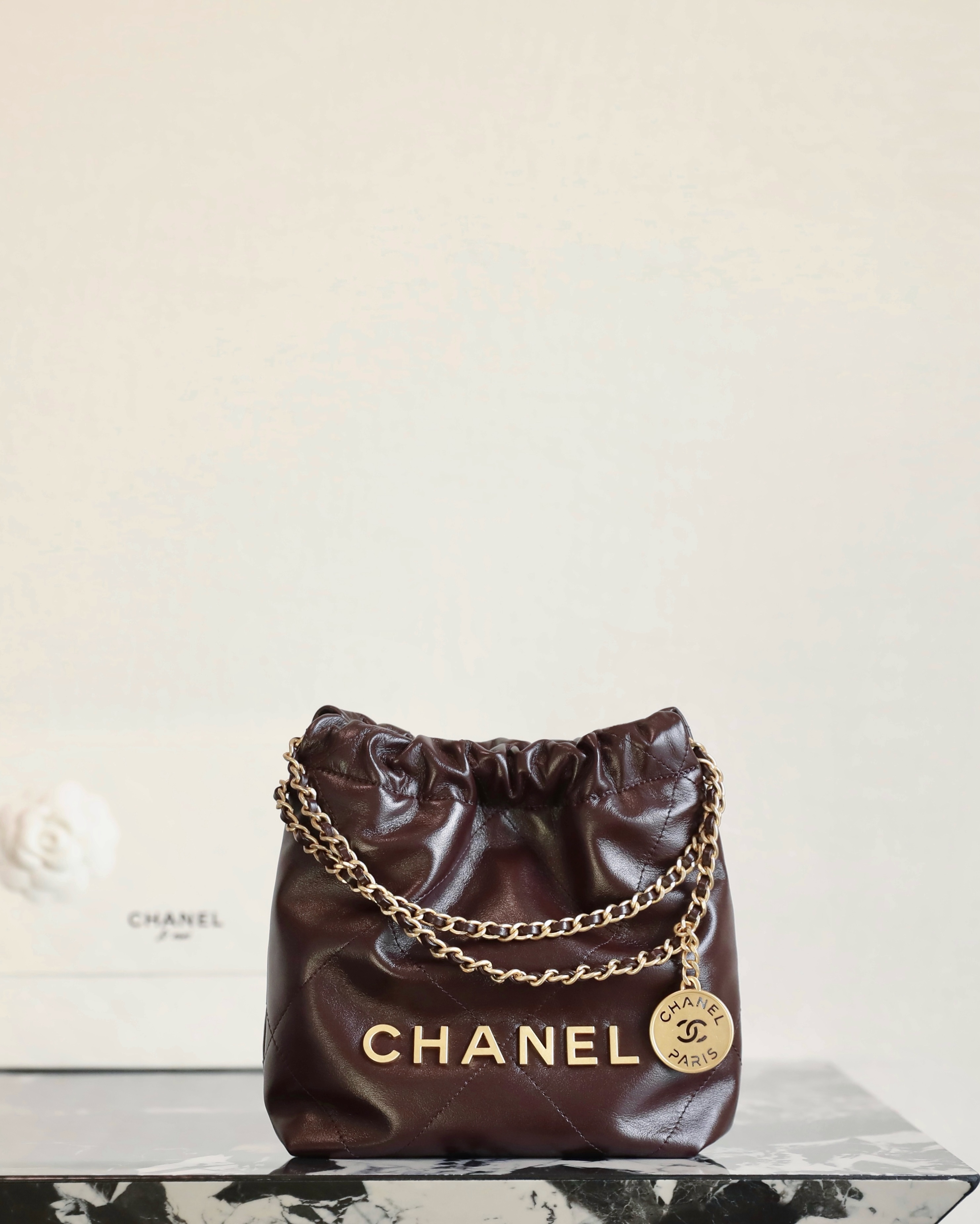 샤넬 Chanel 25c AS3980 22 Mini Handbag C-051 Wine red 19cm