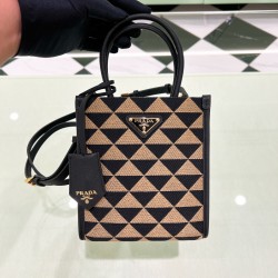 프라다 Prada 1BA355 심볼 자카드 패브릭 마이크로백 블랙 베이지