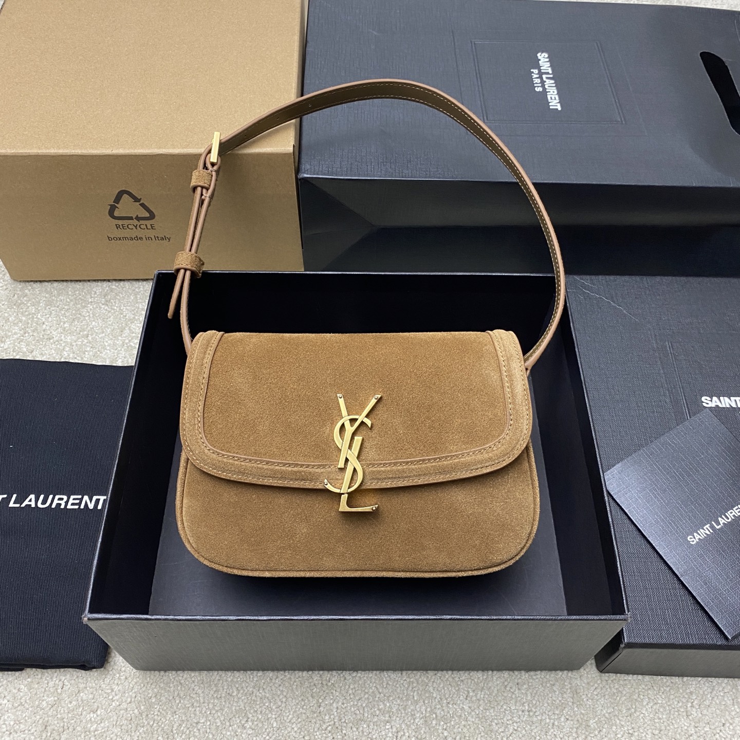 생로랑 Saint laurent/YSL 843524 Solferino mini in Suede Caramel Cognac 18cm