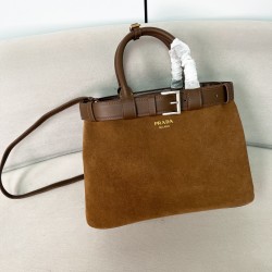 프라다 Prada 1BA417 Buckle 벨트가 달린 버클 라지  핸드백 35CM