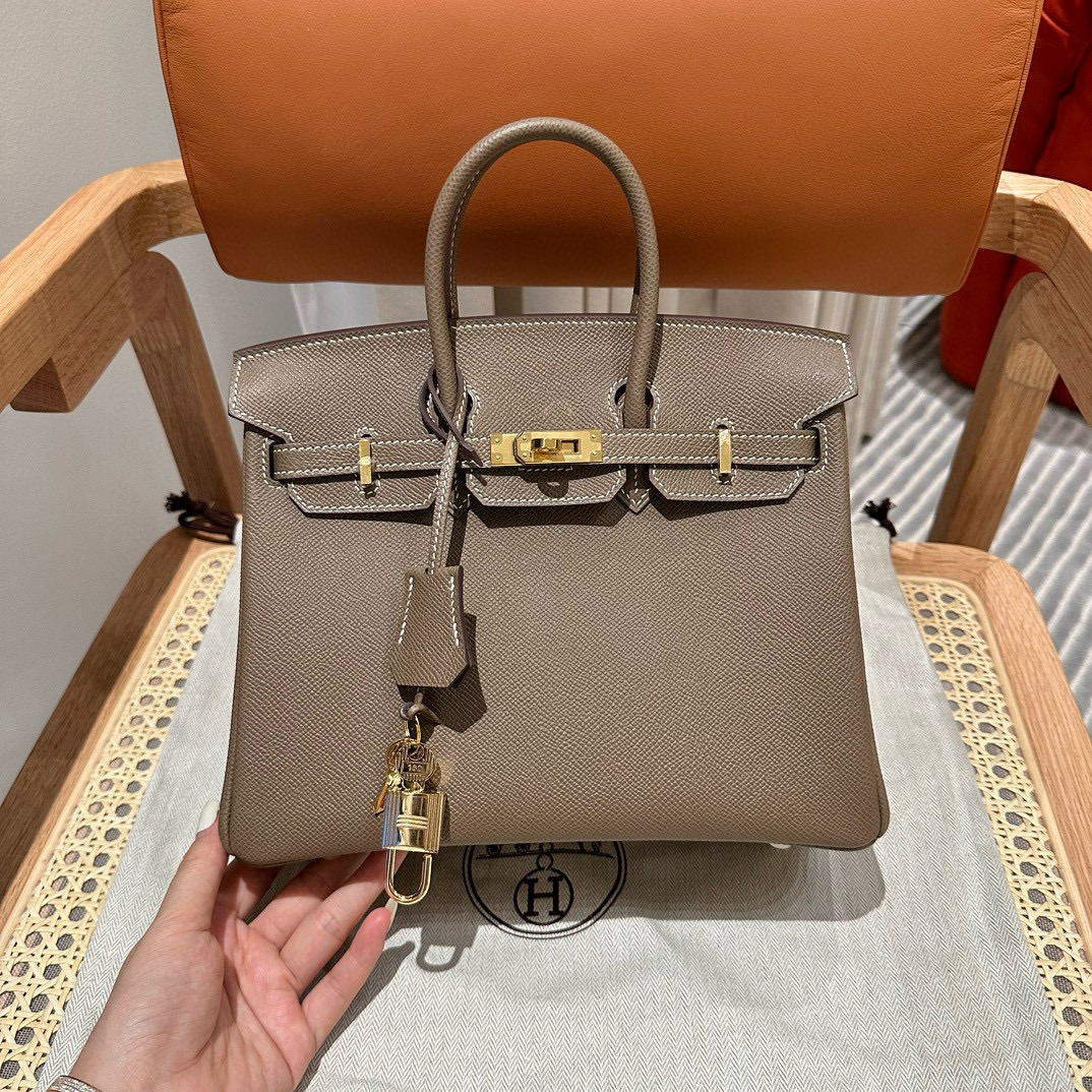 에르메스 Hermes Birkin 25cm Epsom 18 Etoupe/gold