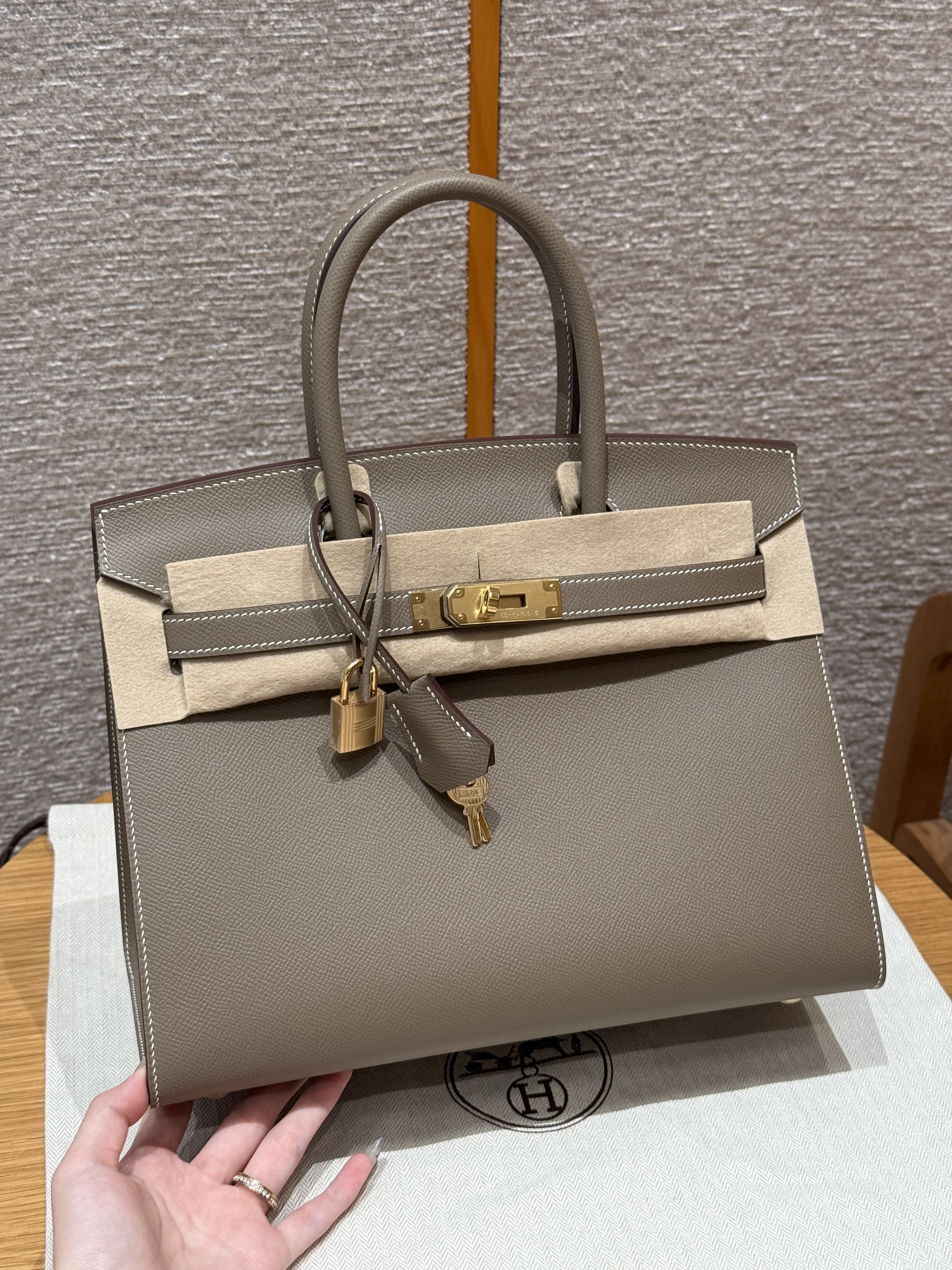 에르메스 Hermes Birkin 30cm Epsom 18 Etoupe gold