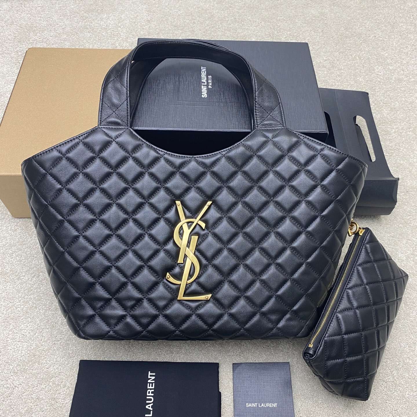 생로랑 Saint laurent/YSL 858191 Small Icare Shopping Bag in Quilted Lambskin Black