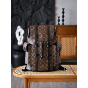 【AS】루이비통 Louis Vuitton M43735 Christopher MM Backpack Monogram Macassar Canva