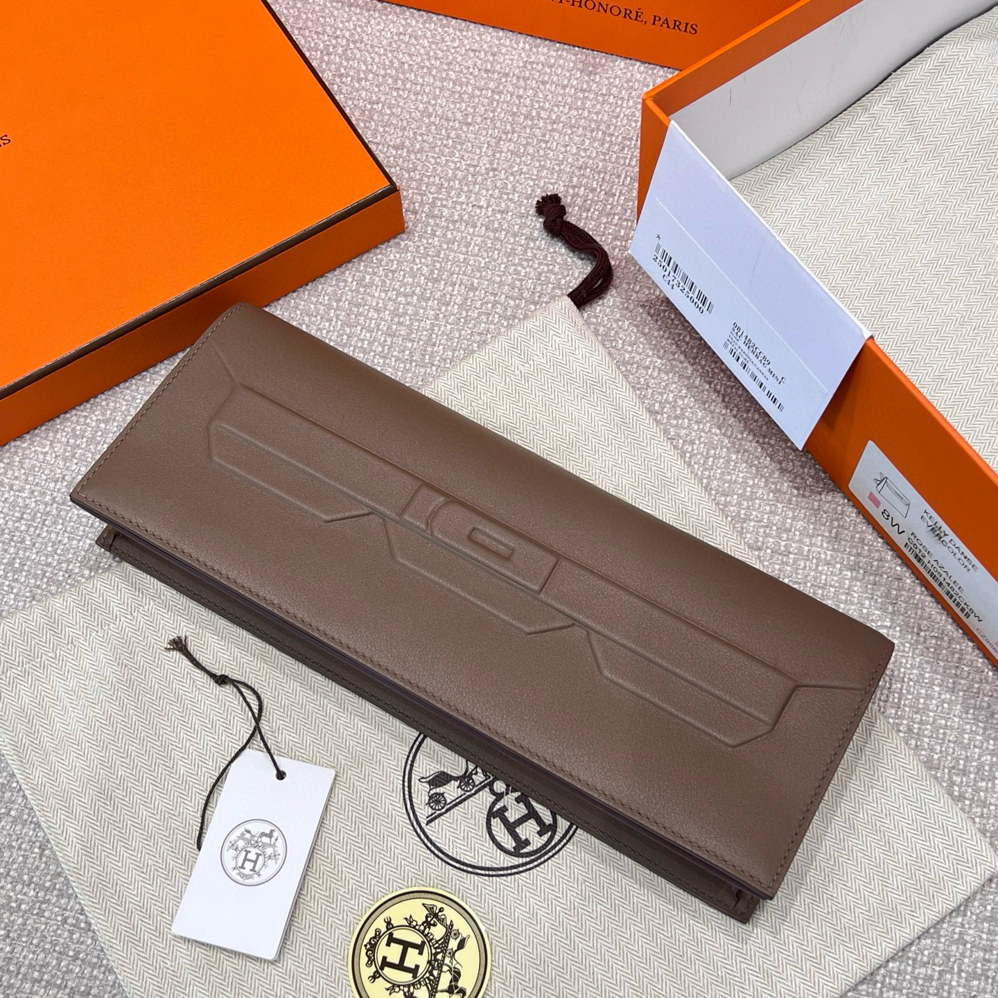 에르메스 Hermes Shadow Cut GERMANY Leather 18 Etoupe