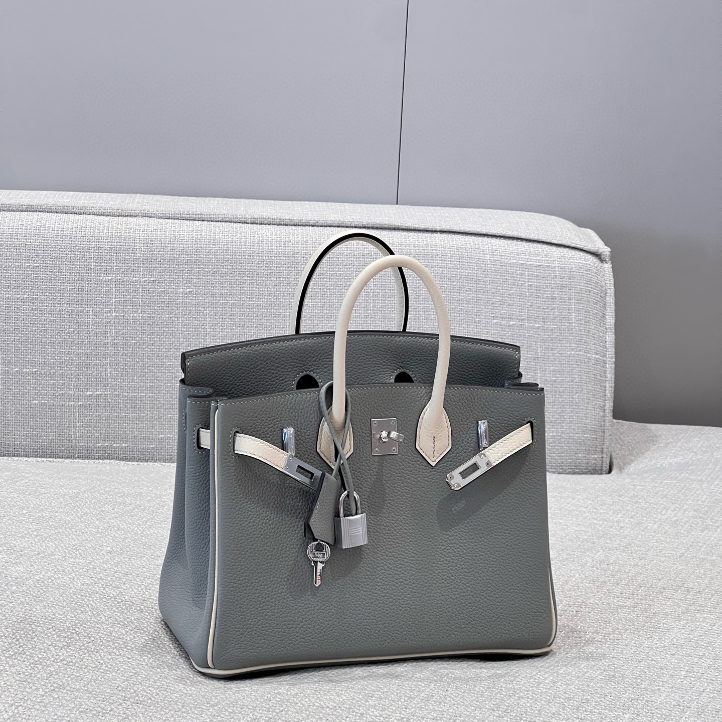 에르메스 Hermes Birkin 25cm Germany Leather 4Z Gris Mouette and 10 Craie/silver