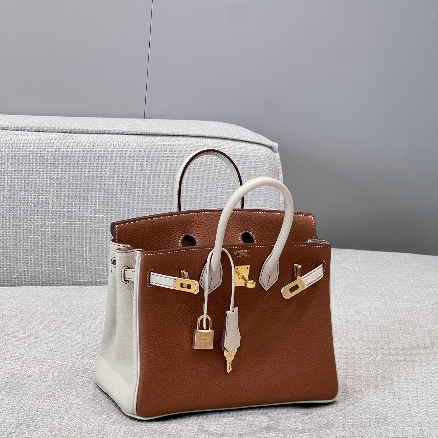 에르메스 Hermes Birkin 25cm Germany Leather 37 Gold and 10 Craie/gold