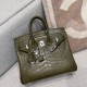 에르메스 Hermes Birkin 25cm Hcp Alligator 61 Olive Green/silver