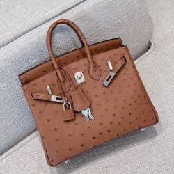 에르메스 Hermes Birkin 25cm KK ostrich Marron Claive/silver
