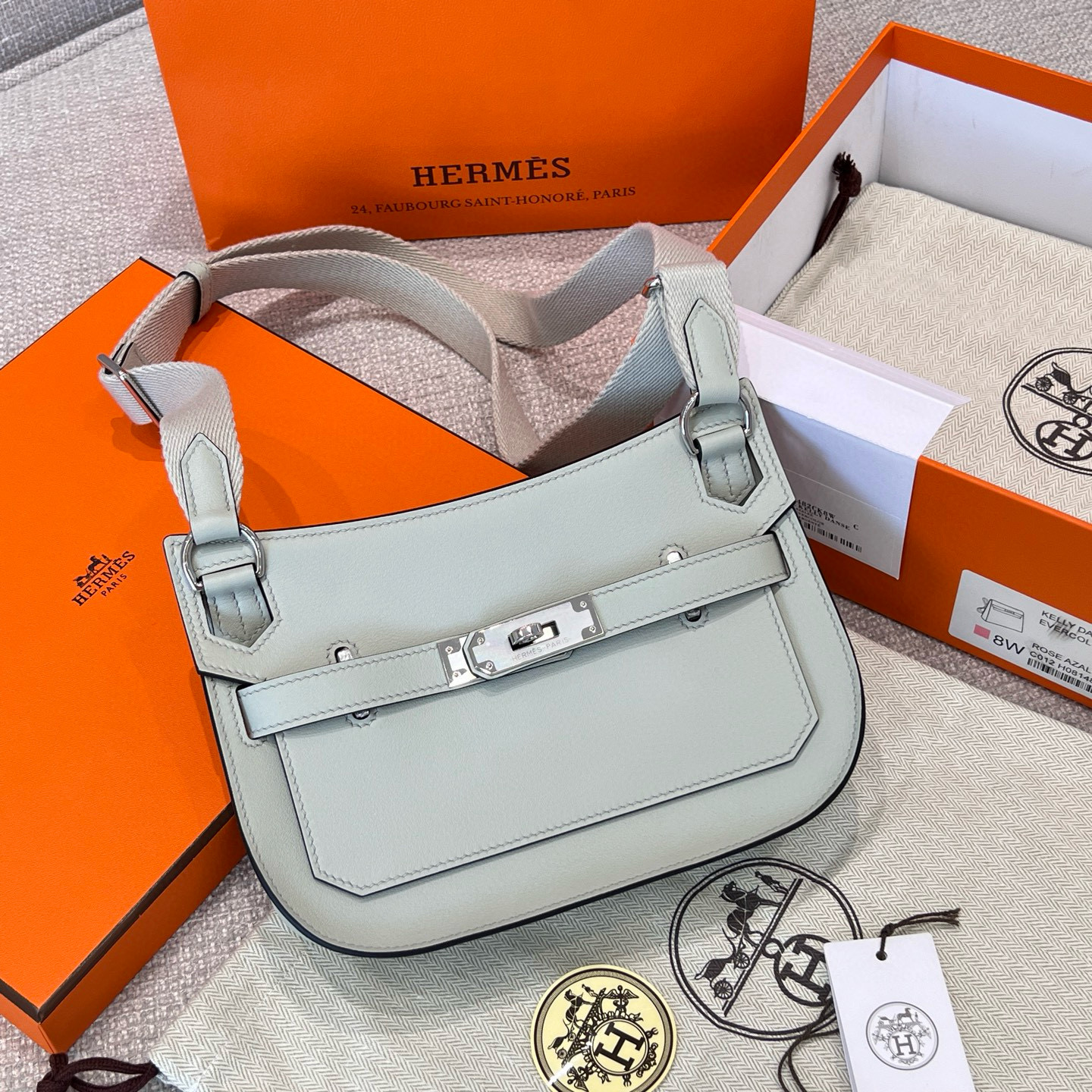에르메스 Hermes Jypsiere mini Germany Leather Gris neve/silver